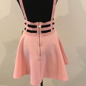 Adorable pink suspenders skirt